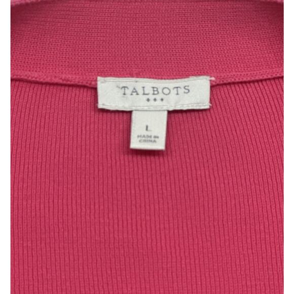 Talbots Open Cardigan Crop Sweater Womens Large Ruffle Sleeve Pink - Picture 2 of 7